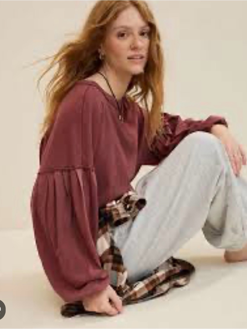 aerie Slouchy Balloon-Sleeve Top M